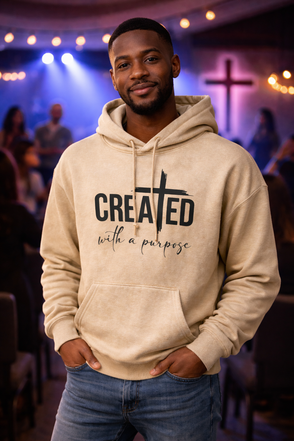 Created With a Purpose Christian Hoodie – Unisex Faith-Based Pullover Sweatshirt