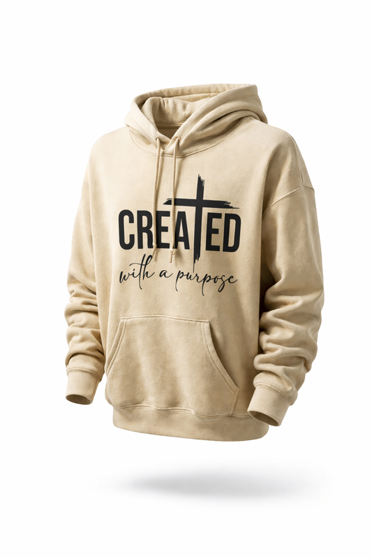 Created With a Purpose Christian Hoodie – Unisex Faith-Based Pullover Sweatshirt
