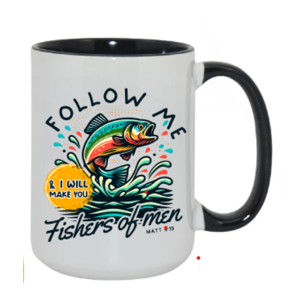 15 oz Fishers of Men Christian Mug | Matthew 4:19 Fishing Faith Mug